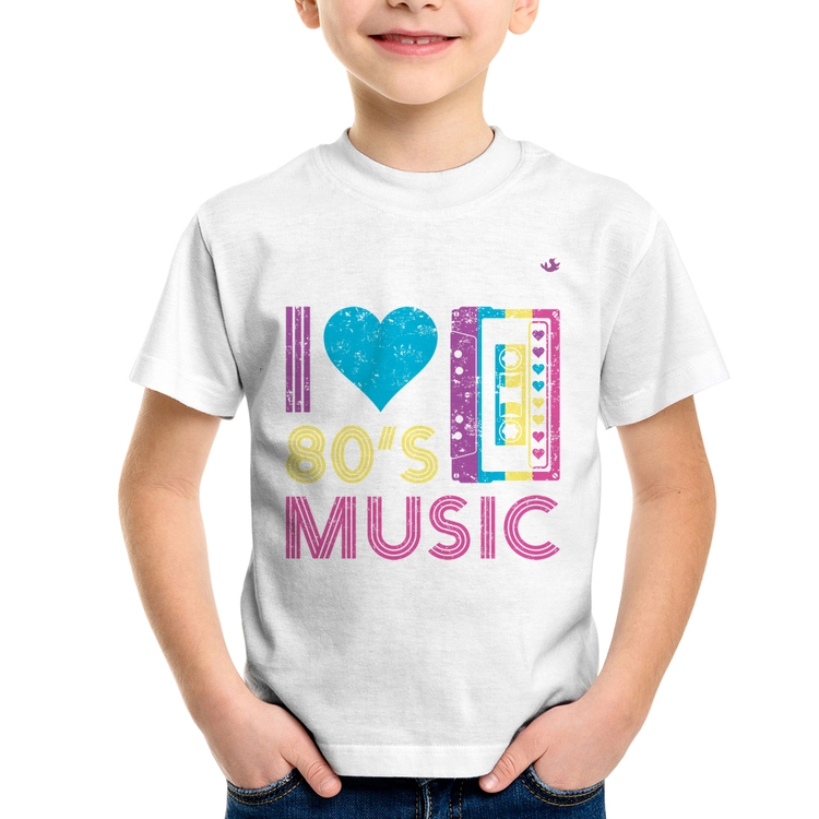 Camiseta Infantil I love 80's music
