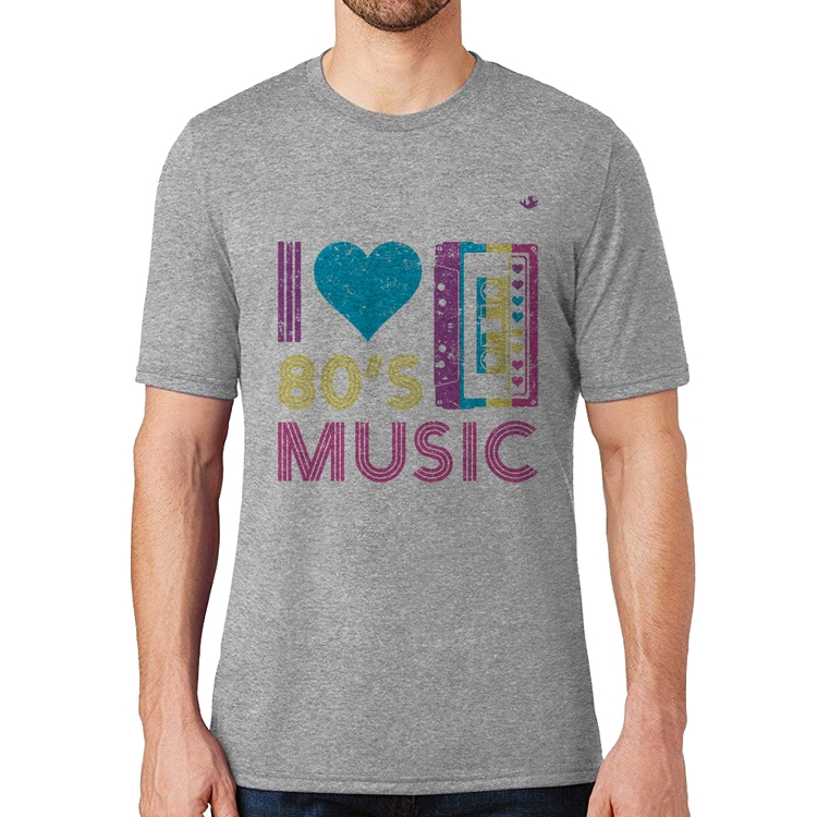 Camiseta I love 80's music - Cinza