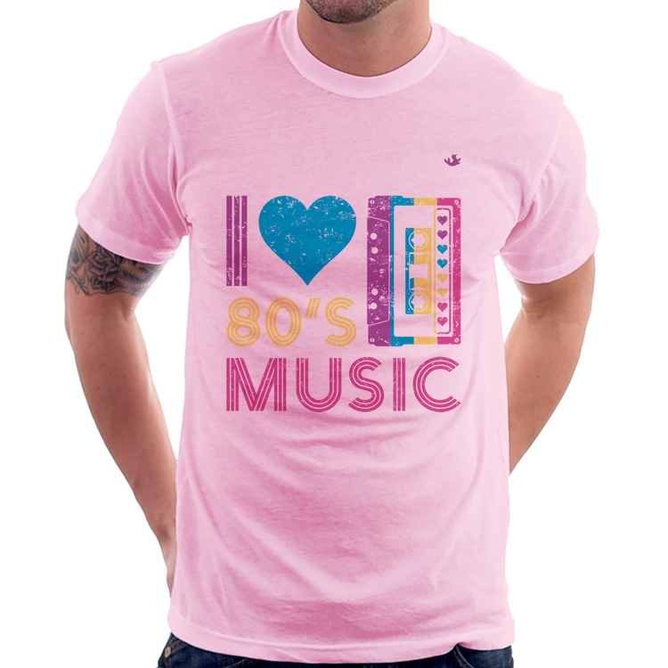 Camiseta I love 80's music - Rosa Bebê