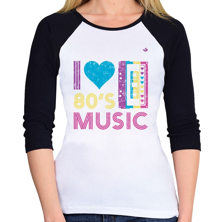 Baby Look Raglan I love 80's music Manga 3/4