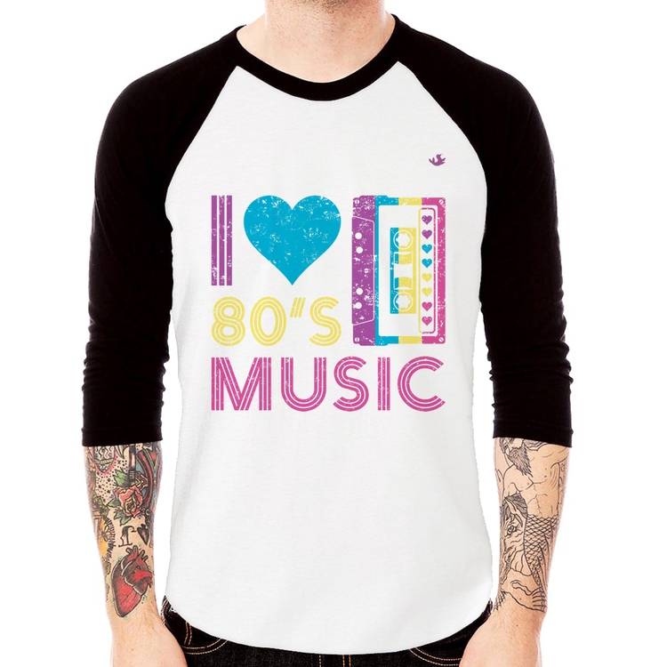 Camiseta Raglan I love 80's music Manga 3/4