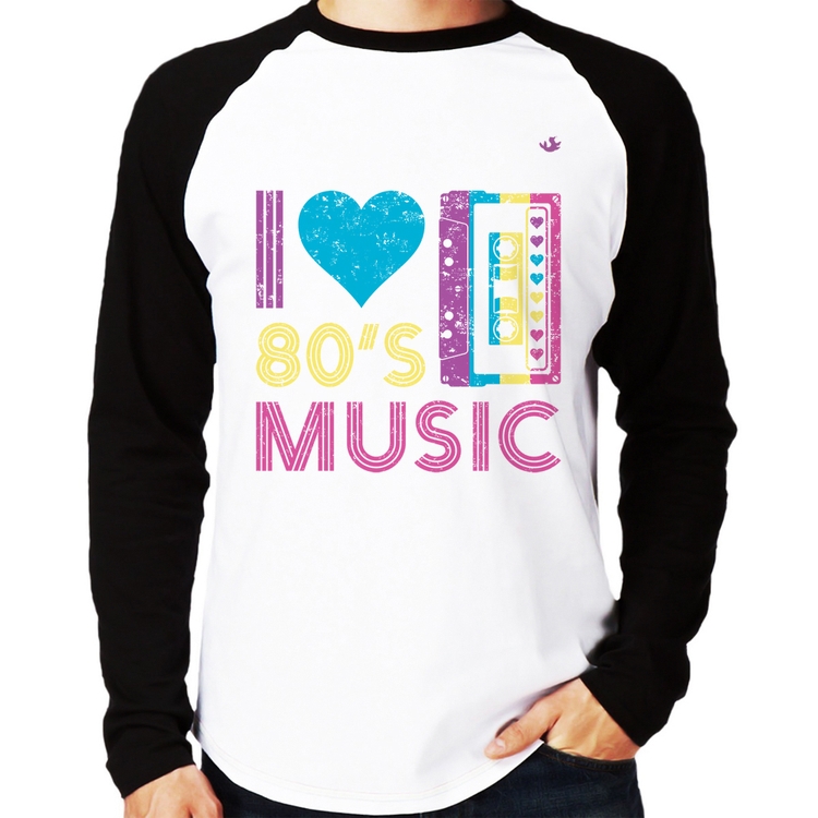 Camiseta Raglan I love 80's music Manga Longa