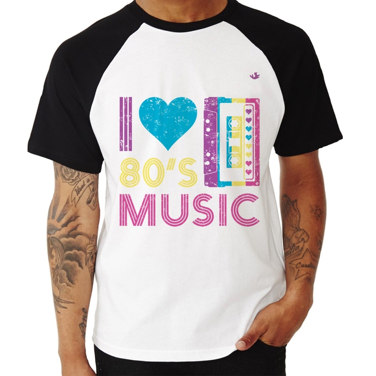 Camiseta Raglan I love 80's music
