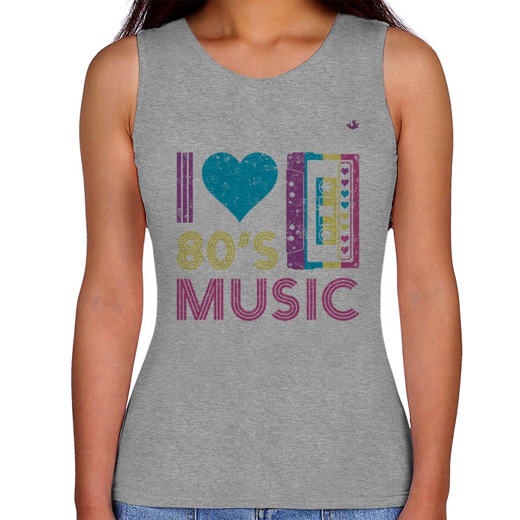 Regata Feminina I love 80's music - Cinza