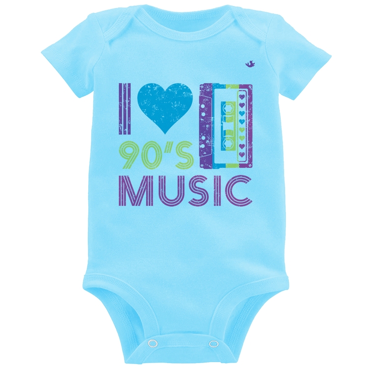 Body Bebê I love 90's music - Azul Bebê