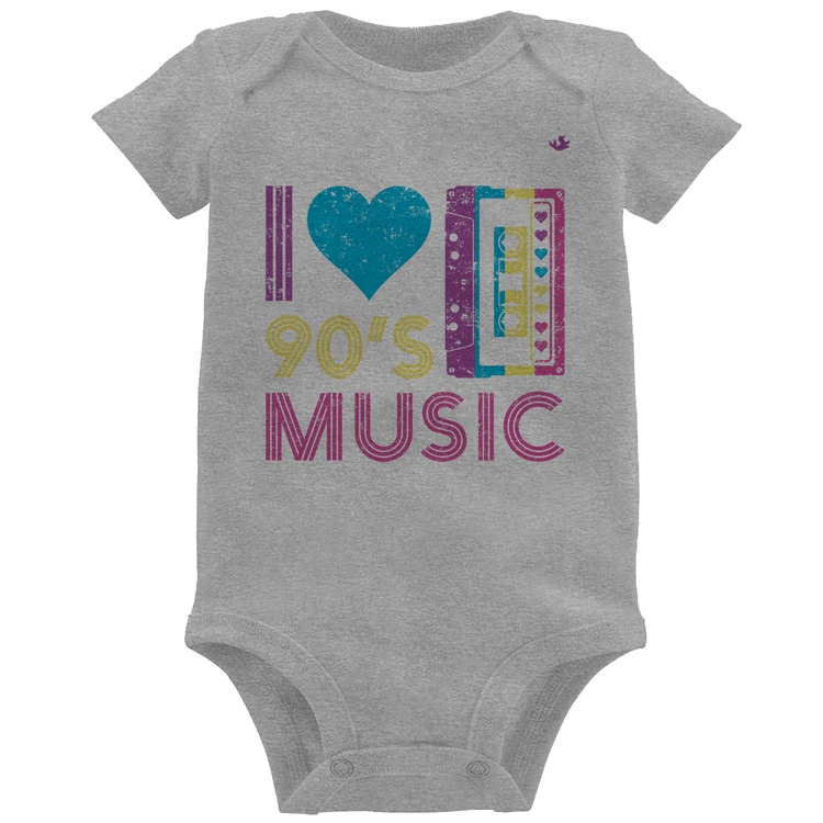 Body Bebê I love 90's music - Cinza