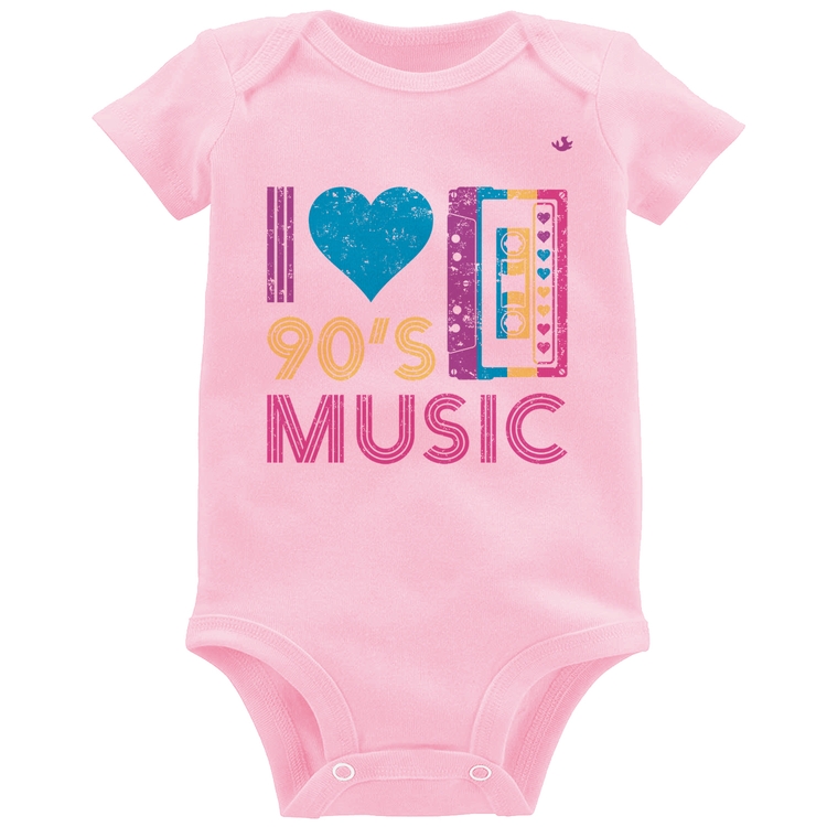 Body Bebê I love 90's music - Rosa Bebê