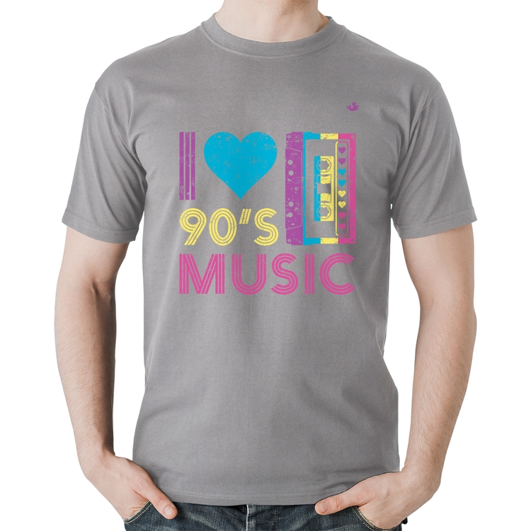 Camiseta Algodão I love 90's music - Cinza