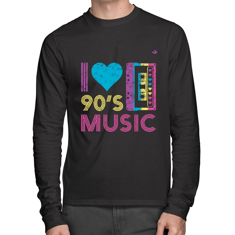 Camiseta Algodão I love 90's music Manga Longa