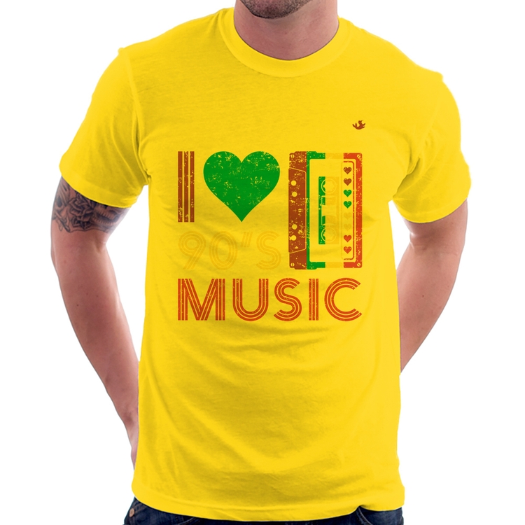 Camiseta I love 90's music - Amarela
