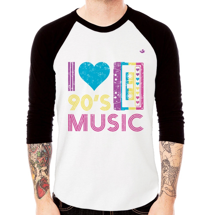 Camiseta Raglan I love 90's music Manga 3/4