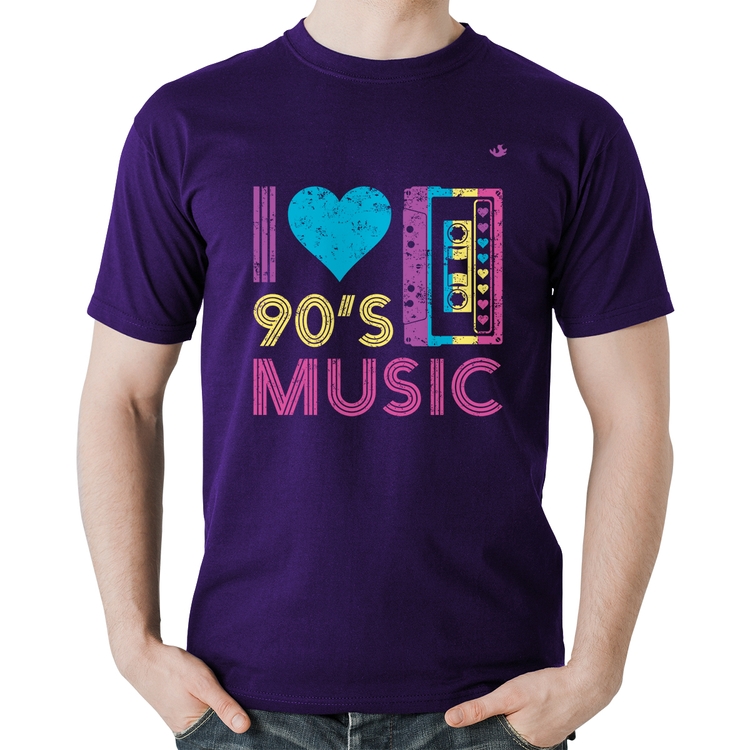 Camiseta Algodão I love 90's music - Roxa
