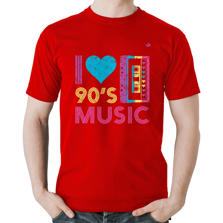 Camiseta Algodão I love 90's music - Vermelha