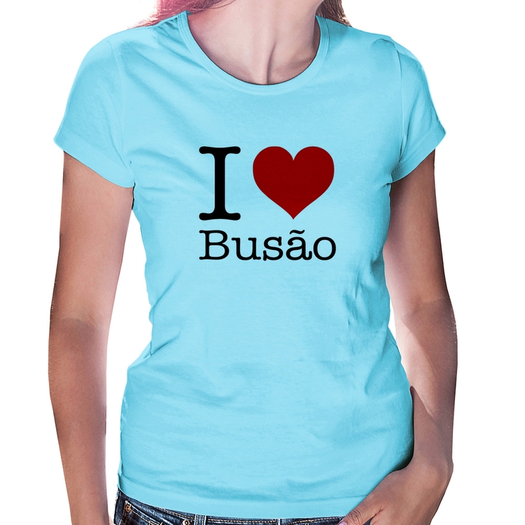 Baby Look I love Busão - Azul Bebê