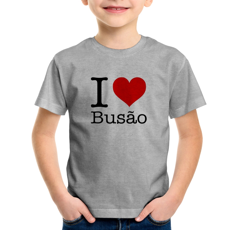 Camiseta Infantil I love Busão - Cinza