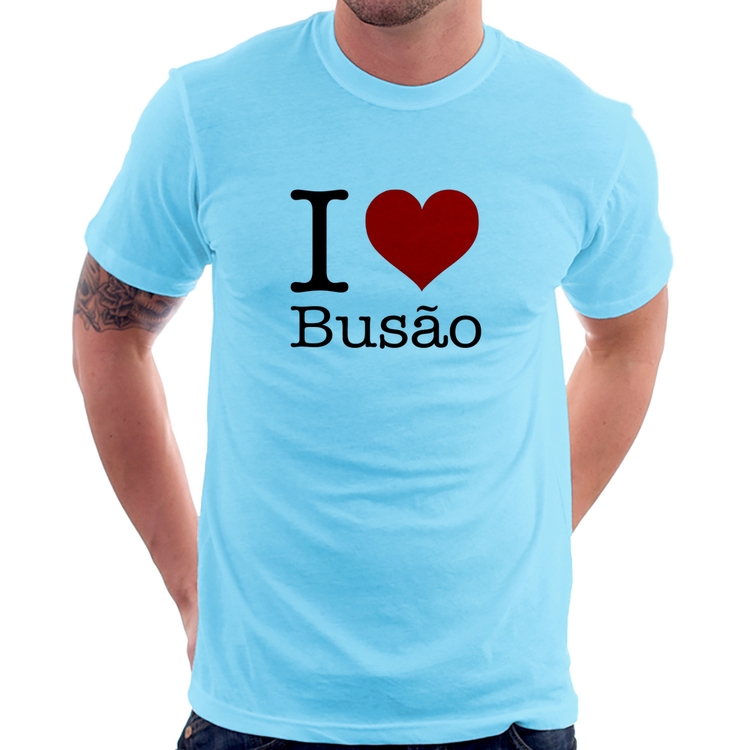 Camiseta I love Busão - Azul Bebê