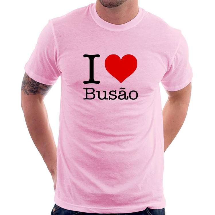 Camiseta I love Busão - Rosa Bebê