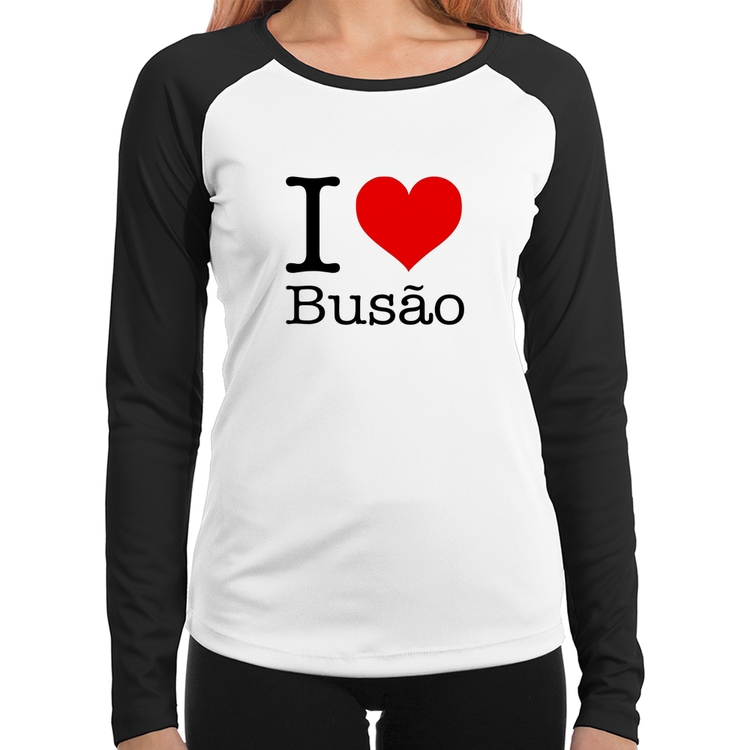Baby Look Raglan I love Busão Manga Longa