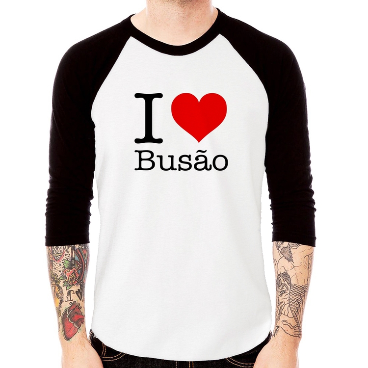 Camiseta Raglan I love Busão Manga 3/4