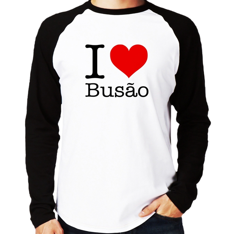 Camiseta Raglan I love Busão Manga Longa