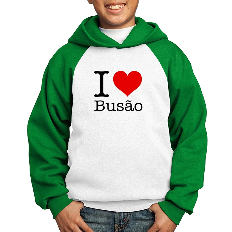 Moletom Infantil I love Busão - Branco/Verde