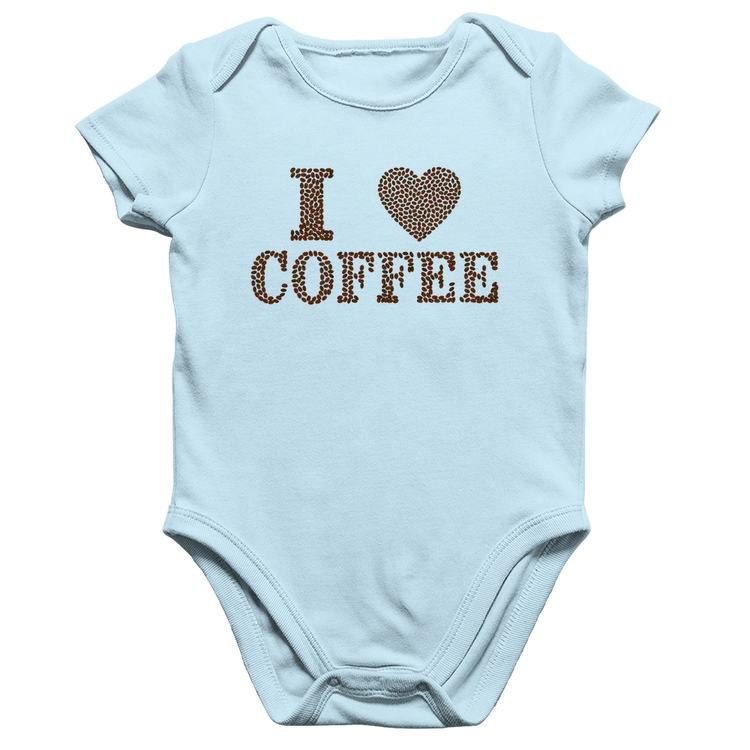 Body Bebê Algodão I Love Coffee - Azul Bebê