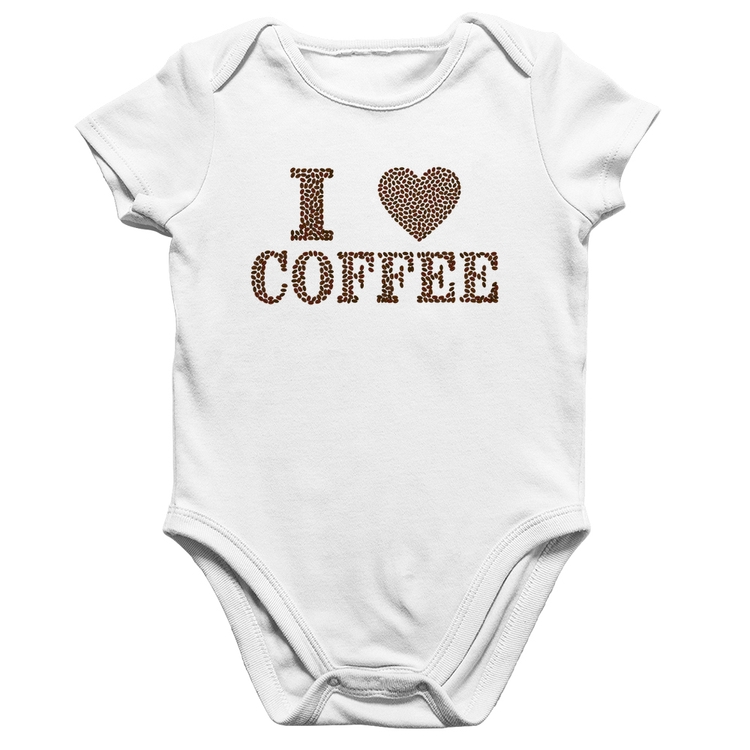 Body Bebê Algodão I Love Coffee - Branco