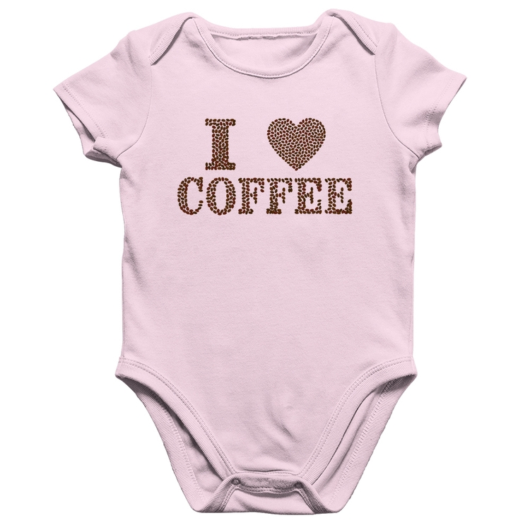 Body Bebê Algodão I Love Coffee - Rosa Bebê