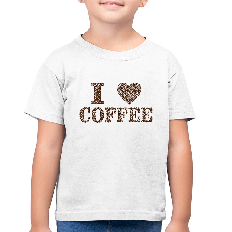 Camiseta Algodão Infantil I Love Coffee - Branca