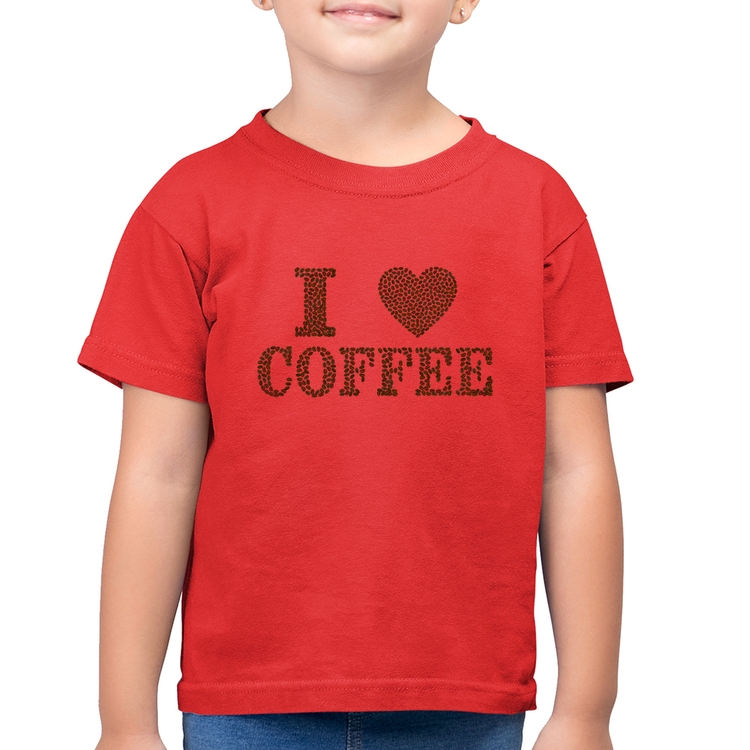 Camiseta Algodão Infantil I Love Coffee - Vermelha