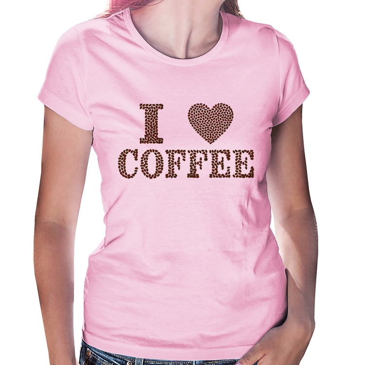 Baby Look I Love Coffee - Rosa Bebê