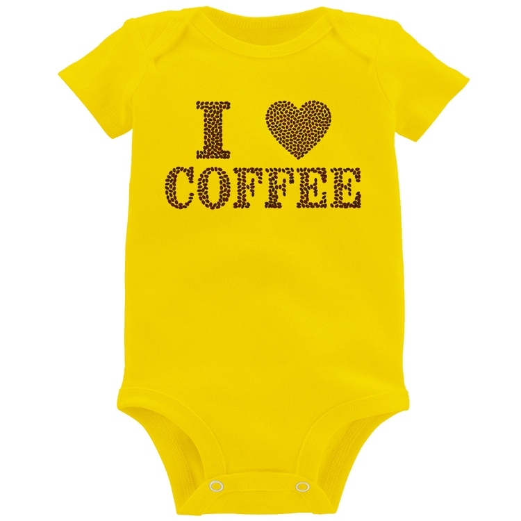 Body Bebê I Love Coffee - Amarelo
