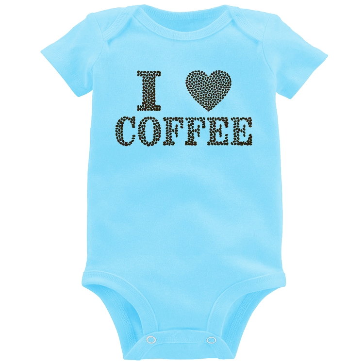 Body Bebê I Love Coffee - Azul Bebê