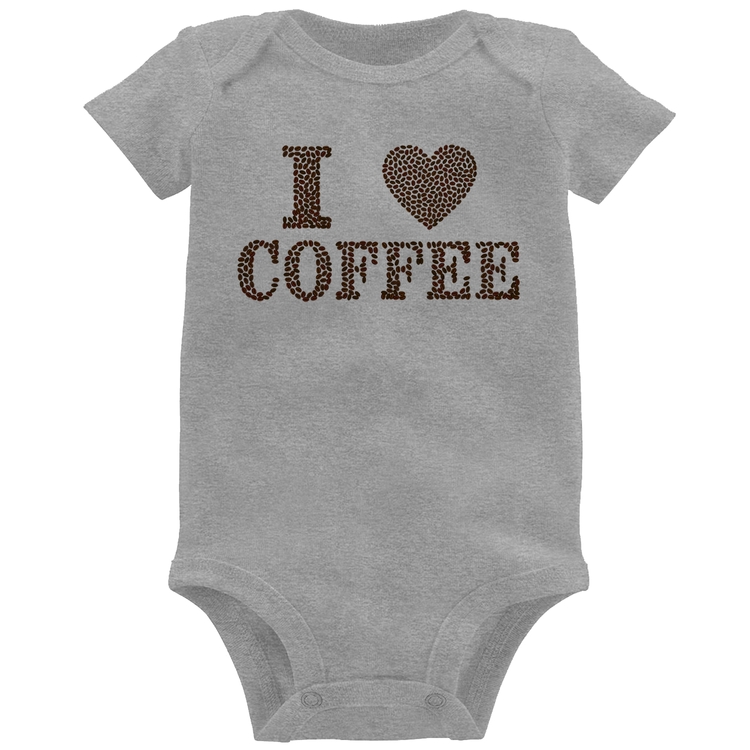 Body Bebê I Love Coffee - Cinza