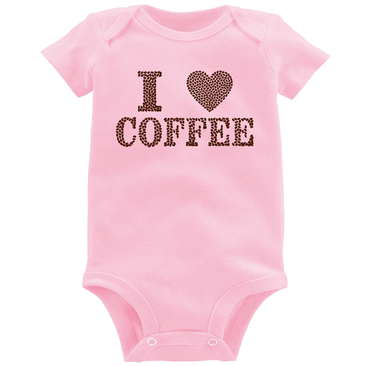 Body Bebê I Love Coffee - Rosa Bebê