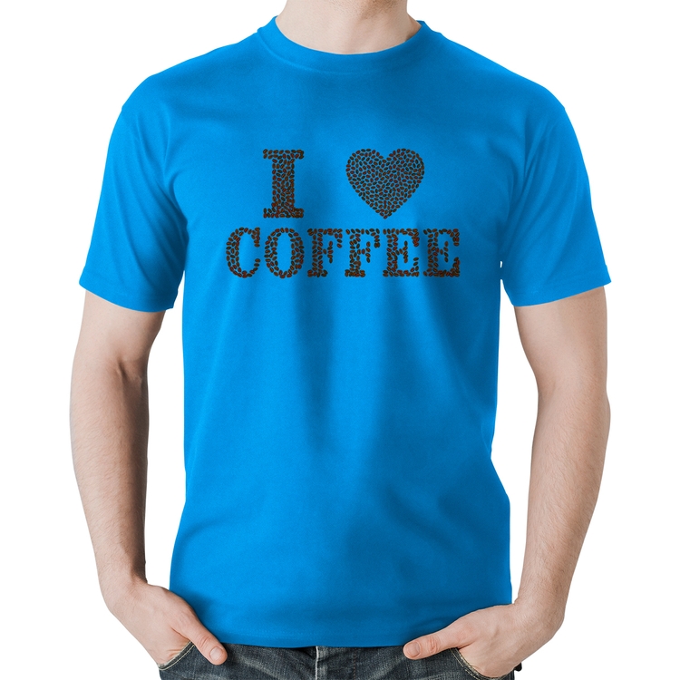 Camiseta Algodão I Love Coffee - Azul