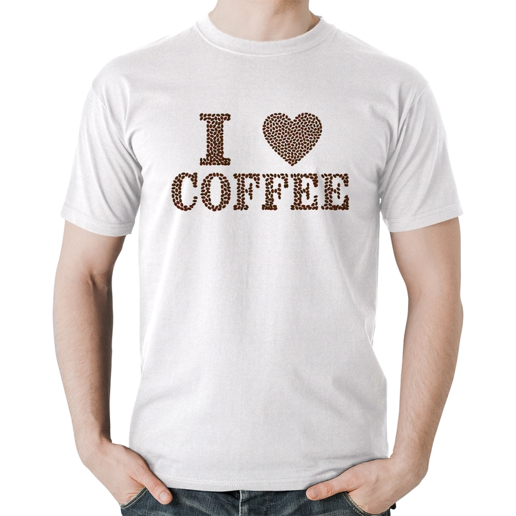 Camiseta Algodão I Love Coffee - Branca