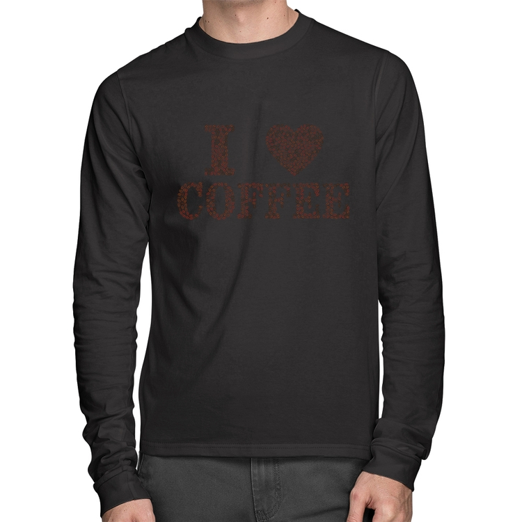 Camiseta Algodão I Love Coffee Manga Longa