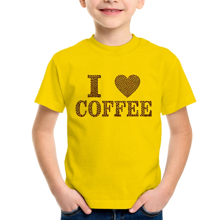 Camiseta Infantil I Love Coffee - Amarela