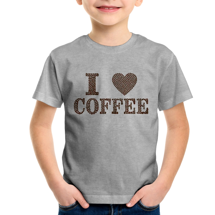 Camiseta Infantil I Love Coffee - Cinza