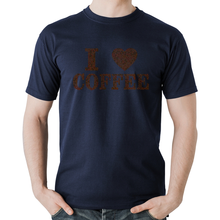 Camiseta Algodão I Love Coffee - Marinho