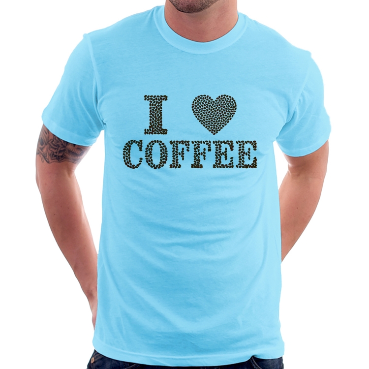 Camiseta I Love Coffee - Azul Bebê