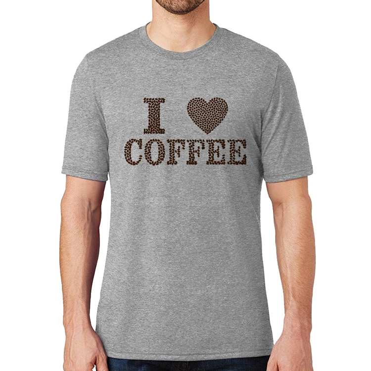 Camiseta I Love Coffee - Cinza