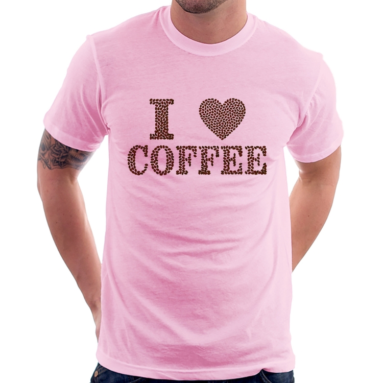 Camiseta I Love Coffee - Rosa Bebê