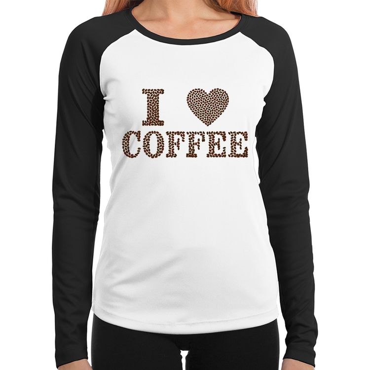 Baby Look Raglan I Love Coffee Manga Longa