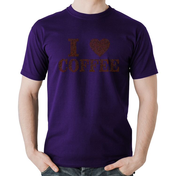 Camiseta Algodão I Love Coffee - Roxa