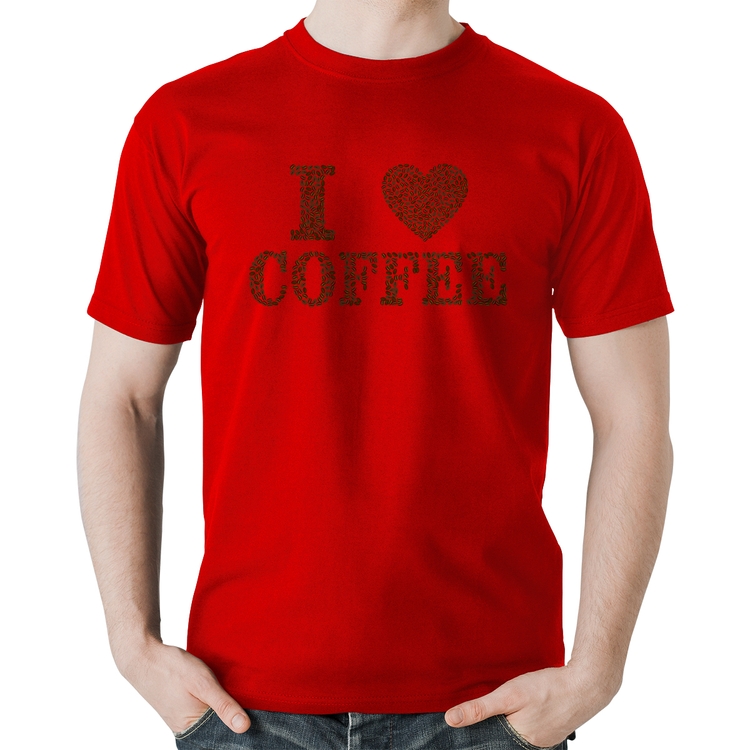 Camiseta Algodão I Love Coffee - Vermelha