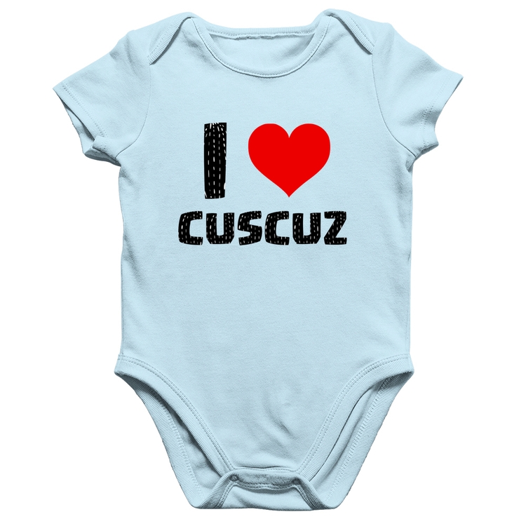Body Bebê Algodão I love cuscuz - Azul Bebê