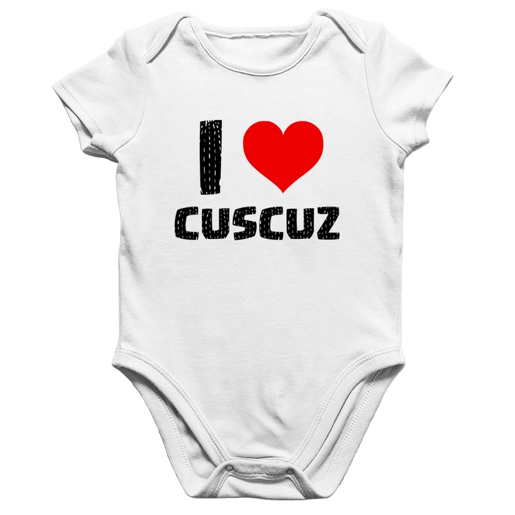 Body Bebê Algodão I love cuscuz - Branco