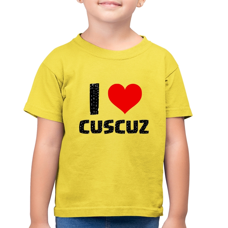 Camiseta Algodão Infantil I love cuscuz - Amarelo Canário